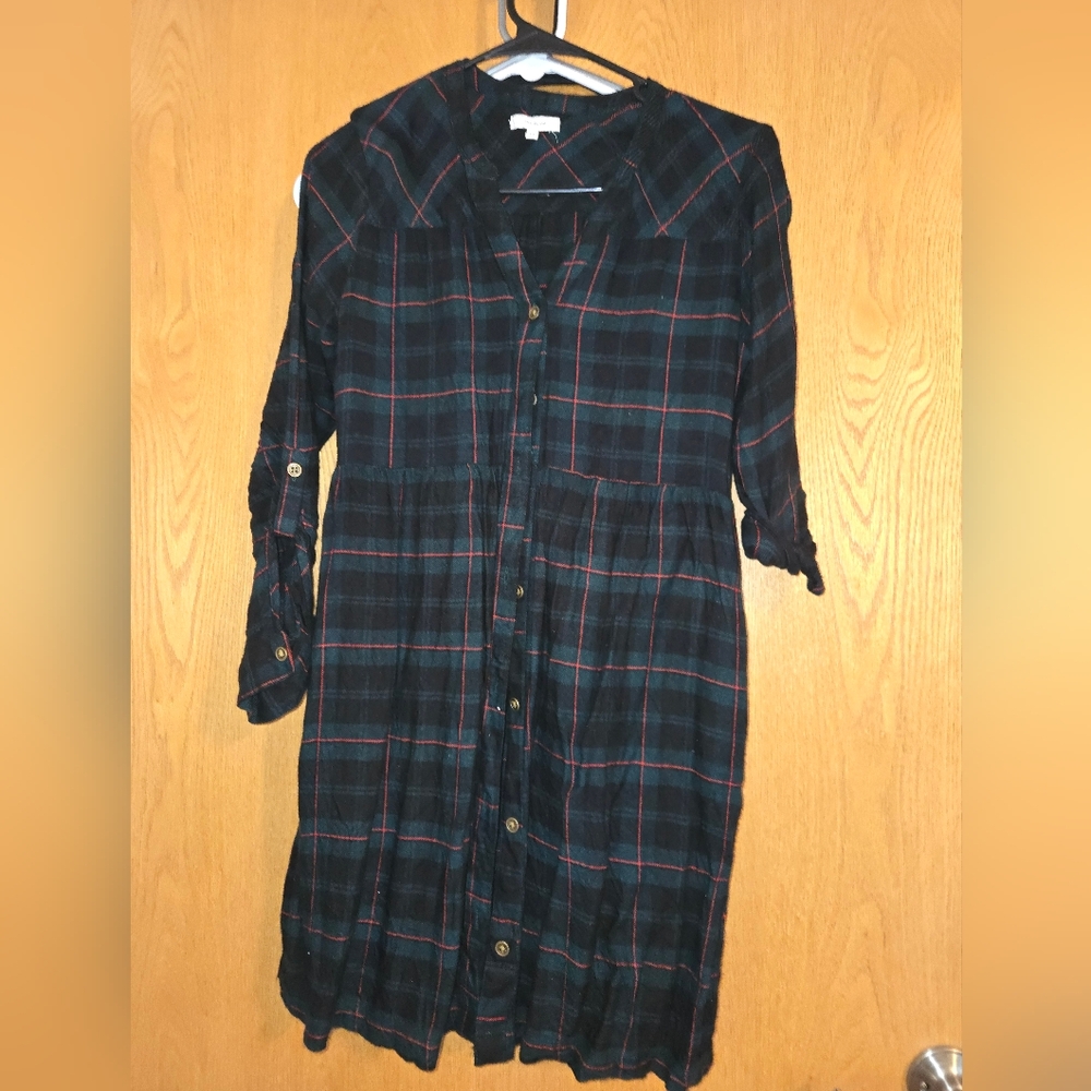 Maurices Black and Red Casual Button Down Shirt